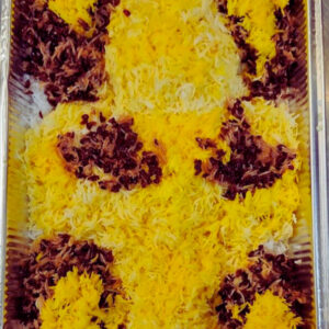 Zereshk Polo with Soy kabab